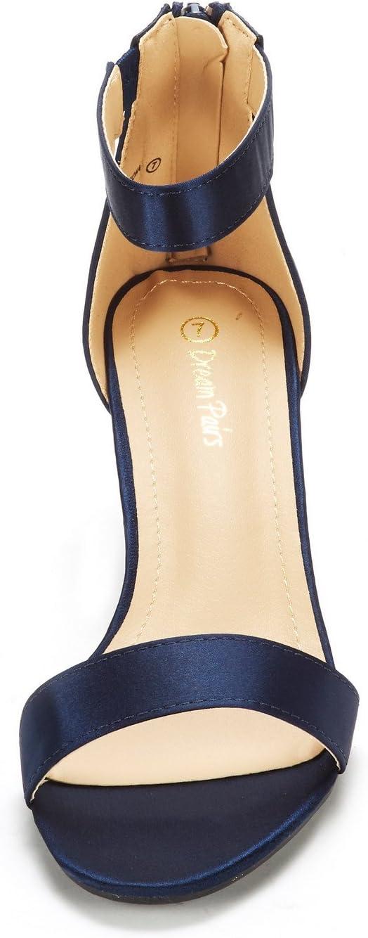 imageDREAM PAIRS Womens FionaW Navy Fashion Stilettos Open Toe Pump Heeled Sandals Size 7W US