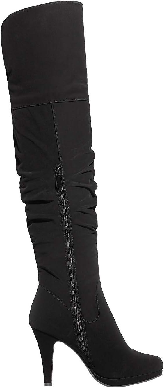 imageDREAM PAIRS Womens HIGHPLAT Black Chunky Thigh High Over The Knee High Heel BootsSarahiblacknubuck