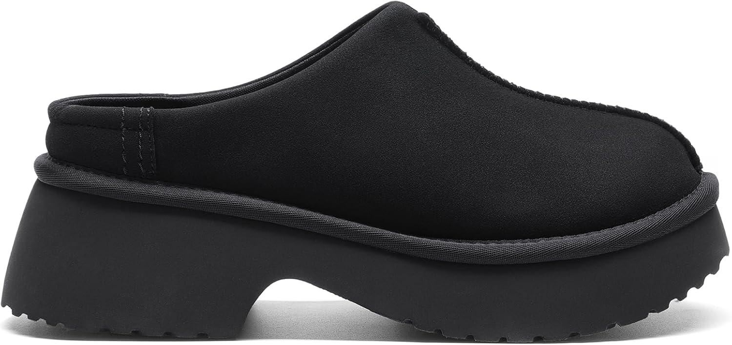 imageDREAM PAIRS Womens Platform Mules Faux Suede Slip on Memory Foam NonSlip Lightweight Closed Toe Clogs Slippers ShoesBlack