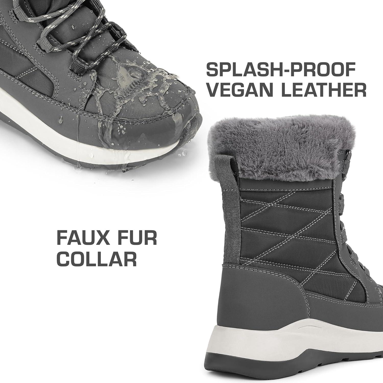 imageDREAM PAIRS Womens Winter Snow Boots Waterproof Lightweight Warm Faux Fur Lined Insulated Outdoor Ladies MidCalf BootiesGrey