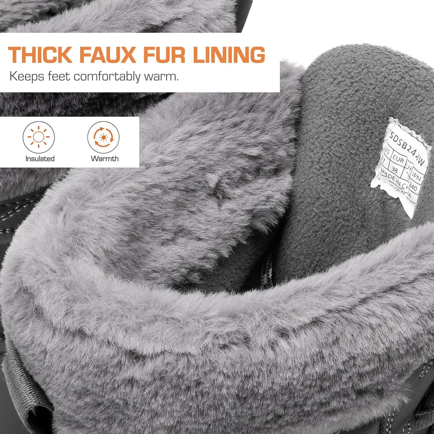 imageDREAM PAIRS Womens Winter Snow Boots Waterproof Lightweight Warm Faux Fur Lined Insulated Outdoor Ladies MidCalf BootiesGrey