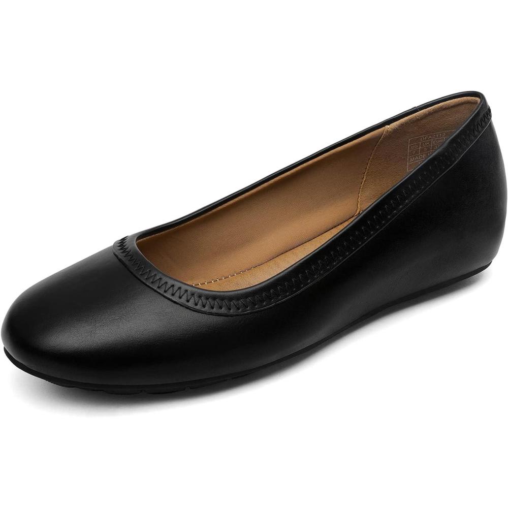 imageDREAM PAIRS Womens Ballet Flats Comfortable Dressy Work Low Wedge Arch Support Flats Shoes