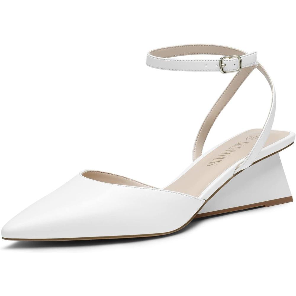 imageDREAM PAIRS Womens Pointed Toe Chunky Heels Pump Shoes White  7 SDPU2337W