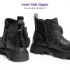 DREAM PAIRS Girls Chelsea Boots Side Zipper Lug Sole Ankle Booties Toddler/Little Kid/Big Kid(Black-glitter)