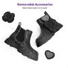 DREAM PAIRS Girls Chelsea Boots Side Zipper Lug Sole Ankle Booties Toddler/Little Kid/Big Kid(Black-glitter)