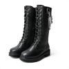 DREAM PAIRS Girls Riding Boots Knee High Side Zipper Mid Calf Shoes Little Kid/Big Kid(Black)