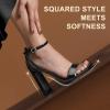 DREAM PAIRS High Heels Chunky Block Square Toe Heels for Women Dressy Open Toe Heel Sandals,Size 7,Black,SDHS2207W