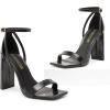 DREAM PAIRS High Heels Chunky Block Square Toe Heels for Women Dressy Open Toe Heel Sandals,Size 7,Black,SDHS2207W