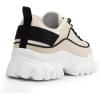 DREAM PAIRS Women Platform Chunky Fashion Sneakers Walking Lace-Up Comfortable Sport Stylish Lightweight Classic Casual Work Tennis Shoes(Beige/Black)