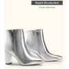 DREAM PAIRS Women’s Chunky Heel Ankle Booties Pointed Toe Short Boots(Silver-pu)