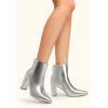 DREAM PAIRS Women’s Chunky Heel Ankle Booties Pointed Toe Short Boots(Silver-pu)