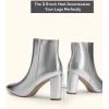 DREAM PAIRS Women’s Chunky Heel Ankle Booties Pointed Toe Short Boots(Silver-pu)