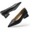 DREAM PAIRS Women’s Chunky Heels Closed Toe Low Block Work Shoes Pointed Toe Dress Comfortable Wedding Pumps(Black-pu)