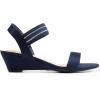 DREAM PAIRS Women’s Low Heel Wedge Sandals, Comfortable Slip-On Elastic Ankle Strap Summer Business Casual Dress Shoes(Navy-suede)