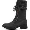 DREAM PAIRS Women’s Winter Lace up Mid Calf Combat Riding Military Boots(Black)