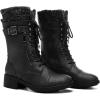 DREAM PAIRS Women’s Winter Lace up Mid Calf Combat Riding Military Boots(Black)