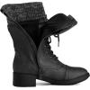 DREAM PAIRS Women’s Winter Lace up Mid Calf Combat Riding Military Boots(Black)