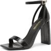 DREAM PAIRS High Heels Chunky Block Square Toe Heels for Women Dressy Open Toe Heel Sandals,Size 7,Black,SDHS2207W