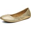 DREAM PAIRS Women’s Sole-fina Solid Plain Walking Classic Ballet Flats Shoes(Gold/Pu)