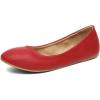 DREAM PAIRS Women’s Sole-fina Solid Plain Walking Classic Ballet Flats Shoes(Red)
