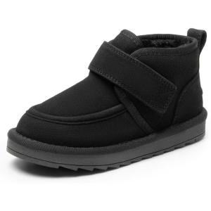 DREAM PAIRS Toddler Boots Boys Kids Girls Winter Warm Faux Fur Walking Ankle Boots FuzzyGo Kid’s Cozy Tap Shoes(Black)