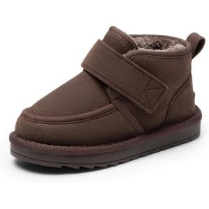 DREAM PAIRS Toddler Boots Boys Kids Girls Winter Warm Faux Fur Walking Ankle Boots FuzzyGo Kid’s Cozy Tap Shoes(Brown)