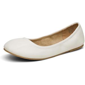 DREAM PAIRS Women’s Sole-fina Solid Plain Walking Classic Ballet Flats Shoes(White)