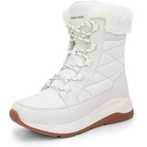 DREAM PAIRS Women’s Winter Snow Boots Waterproof Lightweight Warm Faux Fur Lined Insulated Outdoor Ladies Mid-Calf Booties(Beige)