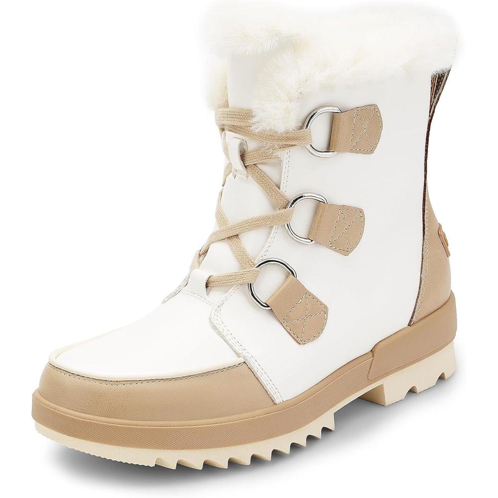 imageDREAM PAIRS Ankle Winter Boots for Women Snow Boots AntiSlip Resistant Classic Warm Faux Fur Lined Lace Up for Outdoor Hiking WalkingBeige
