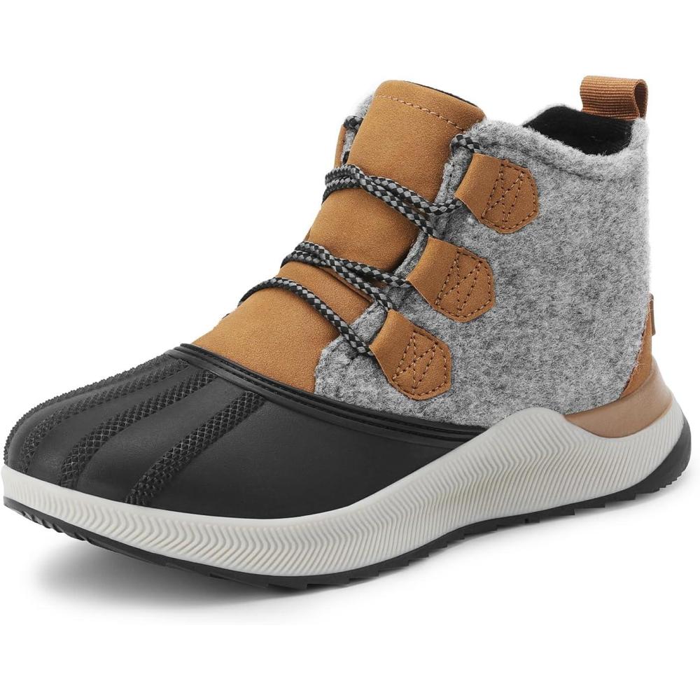 imageDREAM PAIRS Ankle Winter Boots for Women Waterproof Lace Up AntiSlip Warm Snow Booties Fashion Sneaker BootsBrownBlack