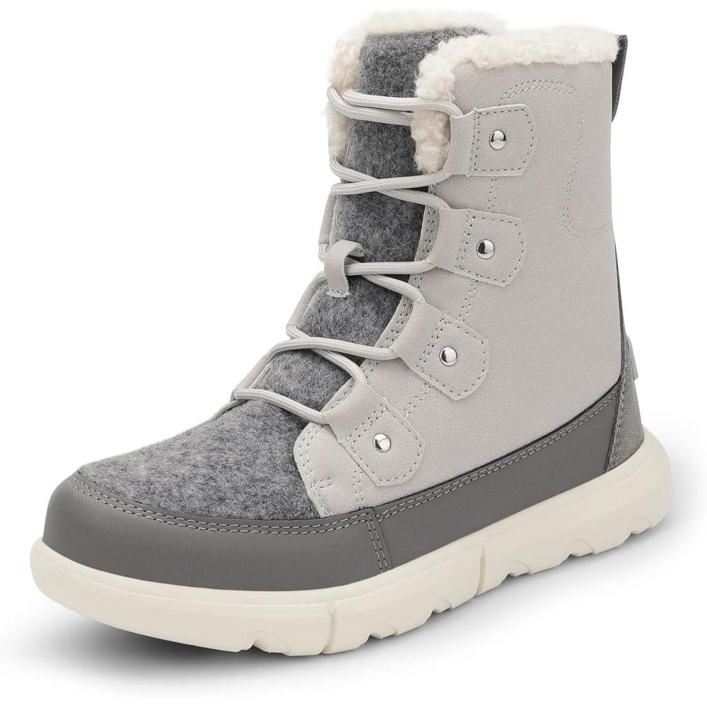 imageDREAM PAIRS Womens Winter Boots Cozy Faux Fur AntiSlip Snow Boots Lace Up Comfort Stylish Ankle Booties for Cold Weather City WalkLight Grey