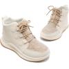 DREAM PAIRS Ankle Winter Boots for Women Waterproof Lace Up Anti-Slip Warm Snow Booties Fashion Sneaker Boots(Beige)