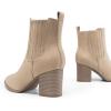 DREAM PAIRS Women’s Ankle Boots Pointed Toe Chunky Block Heel Ankle Bootie Fall Short Booties Shoes(Nude)