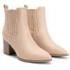 DREAM PAIRS Women’s Ankle Boots Pointed Toe Chunky Block Heel Ankle Bootie Fall Short Booties Shoes(Sand)