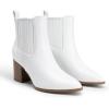 DREAM PAIRS Women’s Ankle Boots Pointed Toe Chunky Block Heel Ankle Bootie Fall Short Booties Shoes(White)