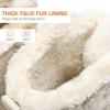 DREAM PAIRS Womens Winter Boots Cozy Faux Fur Anti-Slip Snow Boots Lace Up Comfort Stylish Ankle Booties for Cold Weather City Walk(Beige-furry)