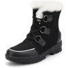 DREAM PAIRS Ankle Winter Boots for Women Snow Boots Anti-Slip Resistant Classic Warm Faux Fur Lined Lace Up for Outdoor Hiking Walking(Black)