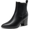 DREAM PAIRS Women’s Ankle Boots Pointed Toe Chunky Block Heel Ankle Bootie Fall Short Booties Shoes(Black-pu)
