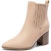 DREAM PAIRS Women’s Ankle Boots Pointed Toe Chunky Block Heel Ankle Bootie Fall Short Booties Shoes(Sand)