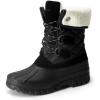 DREAM PAIRS Womens Winter Snow Duck Boots,Waterproof Mid Calf Anti-slip Stability Lace Up Faux Fur Lining Warm Cozy Boots Outdoor Supportive Insole(Black)
