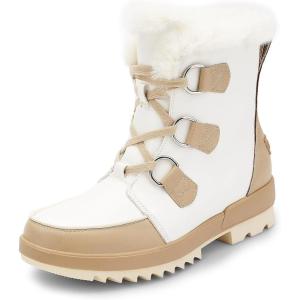DREAM PAIRS Ankle Winter Boots for Women Snow Boots Anti-Slip Resistant Classic Warm Faux Fur Lined Lace Up for Outdoor Hiking Walking(Beige)