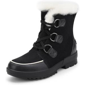 DREAM PAIRS Ankle Winter Boots for Women Snow Boots Anti-Slip Resistant Classic Warm Faux Fur Lined Lace Up for Outdoor Hiking Walking(Black)