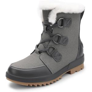 DREAM PAIRS Ankle Winter Boots for Women Snow Boots Anti-Slip Resistant Classic Warm Faux Fur Lined Lace Up for Outdoor Hiking Walking(Dark Grey)