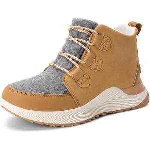 DREAM PAIRS Ankle Winter Boots for Women Waterproof Lace Up Anti-Slip Warm Snow Booties Fashion Sneaker Boots(Chestnut/Grey)