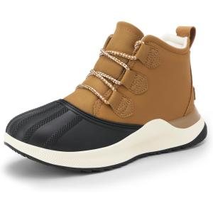 DREAM PAIRS Ankle Winter Boots for Women Waterproof Lace Up Anti-Slip Warm Snow Booties Fashion Sneaker Boots(Tan)