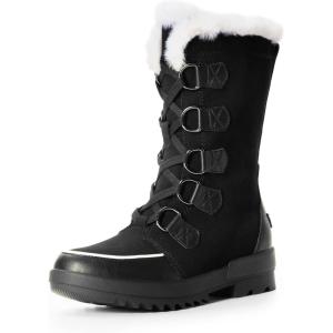 DREAM PAIRS Snow Winter Boots for Women Resistant Warm Mid-Calf Boots Faux Fur Lined Lace Up Anti-slip Outdoor Hiking Booties(Black)