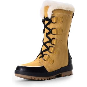 DREAM PAIRS Snow Winter Boots for Women Resistant Warm Mid-Calf Boots Faux Fur Lined Lace Up Anti-slip Outdoor Hiking Booties(Chestnut/Black)