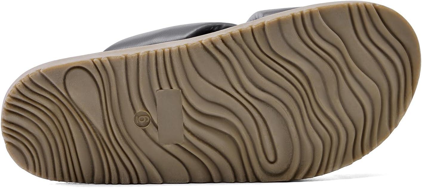 imageDREAM PAIRS Womens Crisscross Open Toe Slide Sandals Flat Comfort Slip on SandalsGreypu