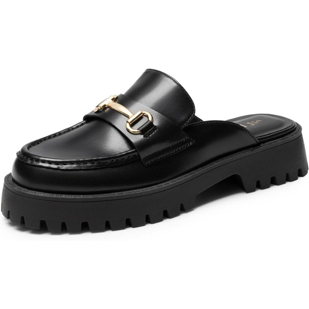 imageDREAM PAIRS Mules for Women Comfortable Loafer Mules Slip On Chunky Business Casual ShoesBlack