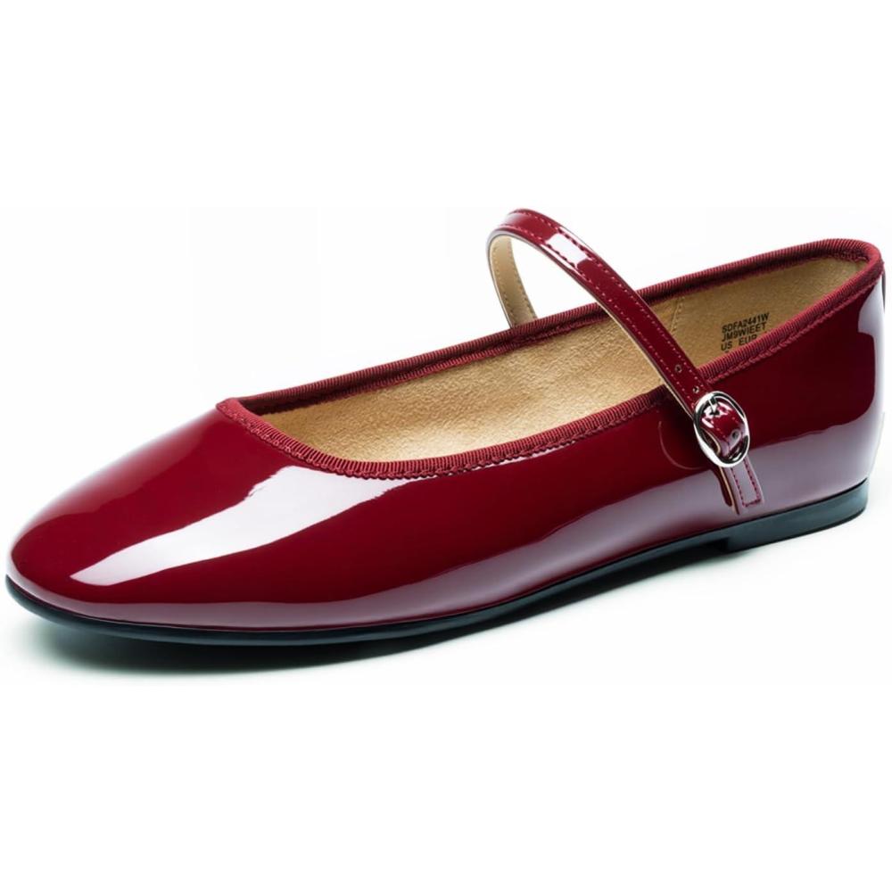 imageDREAM PAIRS Womens Ballet Flats Mary Jane Shoes Round Toe Comfortable Dressy Casual Slipon Work Daily Soft Flat ShoesBurgundy